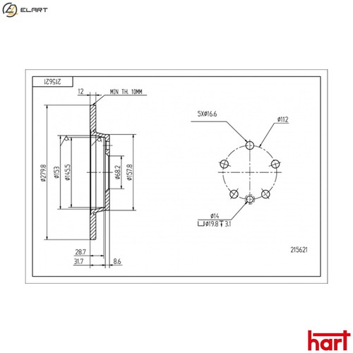 Brake disc 215 621 - disc, for