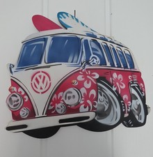 Vw Red Flower Campervan Wooden